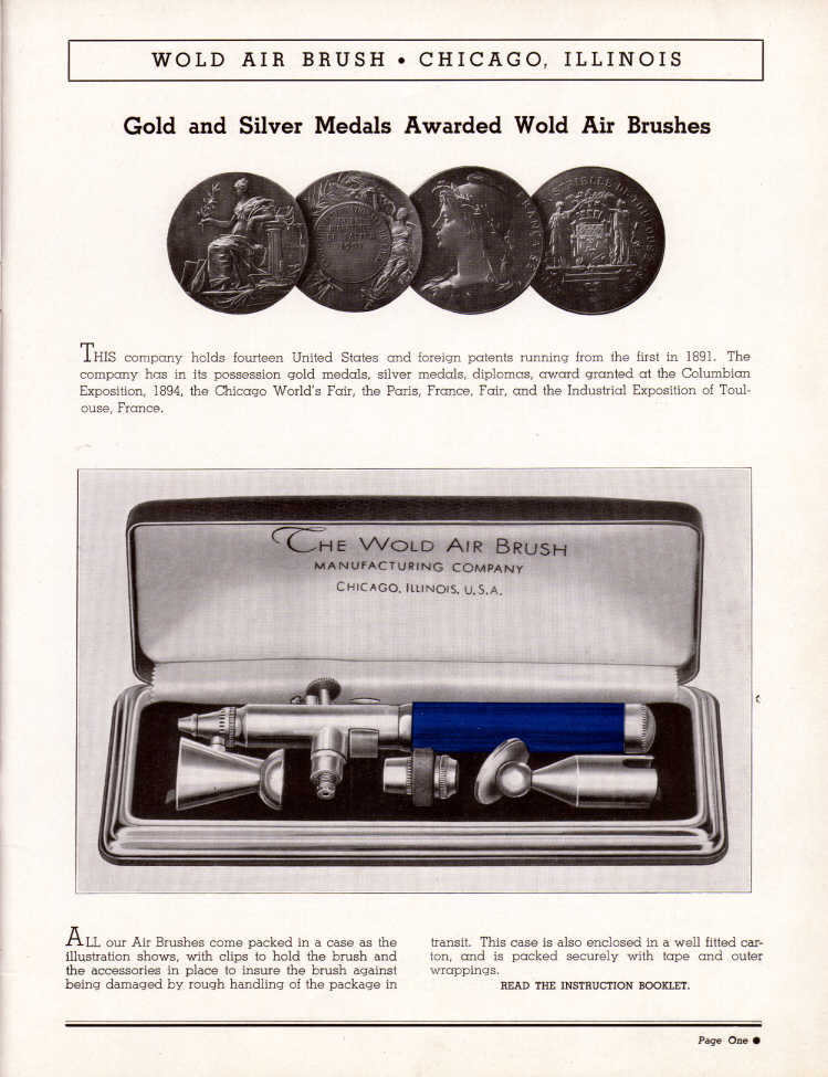 Wold Airbrush Catalog. - Airbrush history from The Airbrush Museum featuring Paasche, Wold, Walkup, Iwata, Aerograph, Badger,  and  more! 