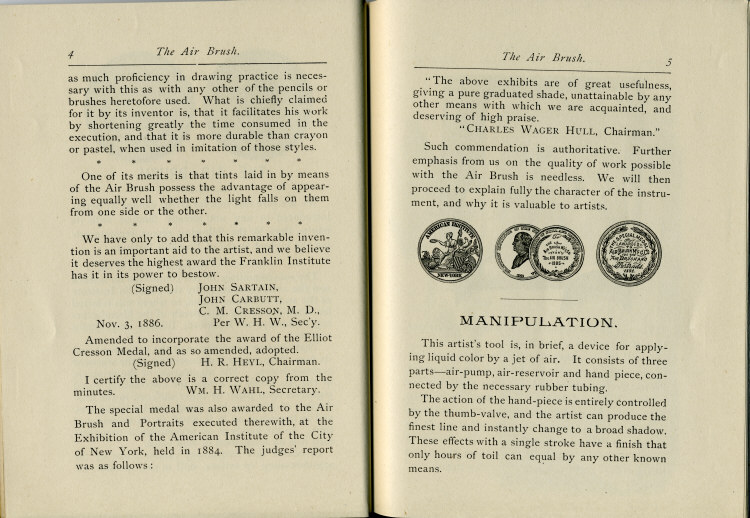 Pages 4 & 5 of the 1880's Air Brush Mfg. Co. Brochure.