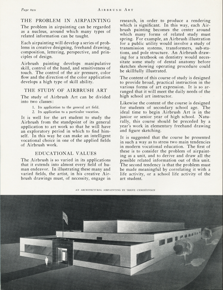 Paasche 1942 "Airbrush Art" by George W. Kadel page 2. Published by Paasche Airbrush Co. cover. - Airbrush history from The Airbrush Museum featuring Paasche, Wold, Walkup, 
Iwata, Aerograph, Badger,  and  more!