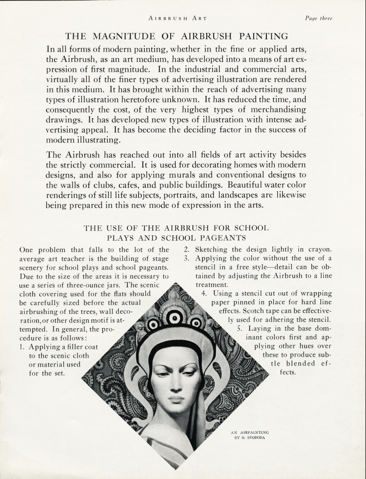 Back to the Paasche 1942 "Airbrush Art" Index Page - Airbrush history from The Airbrush Museum featuring Paasche, Wold, Walkup, Iwata, Aerograph, Badger,  and  more!